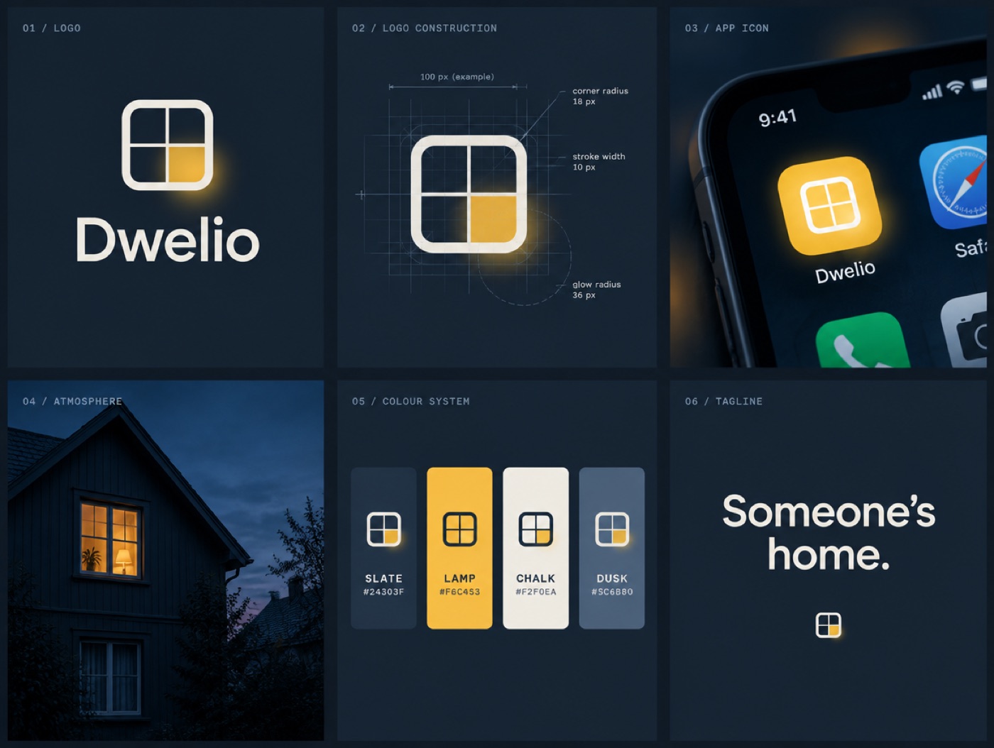 The Lit Window, Glow brand board for Dwelio