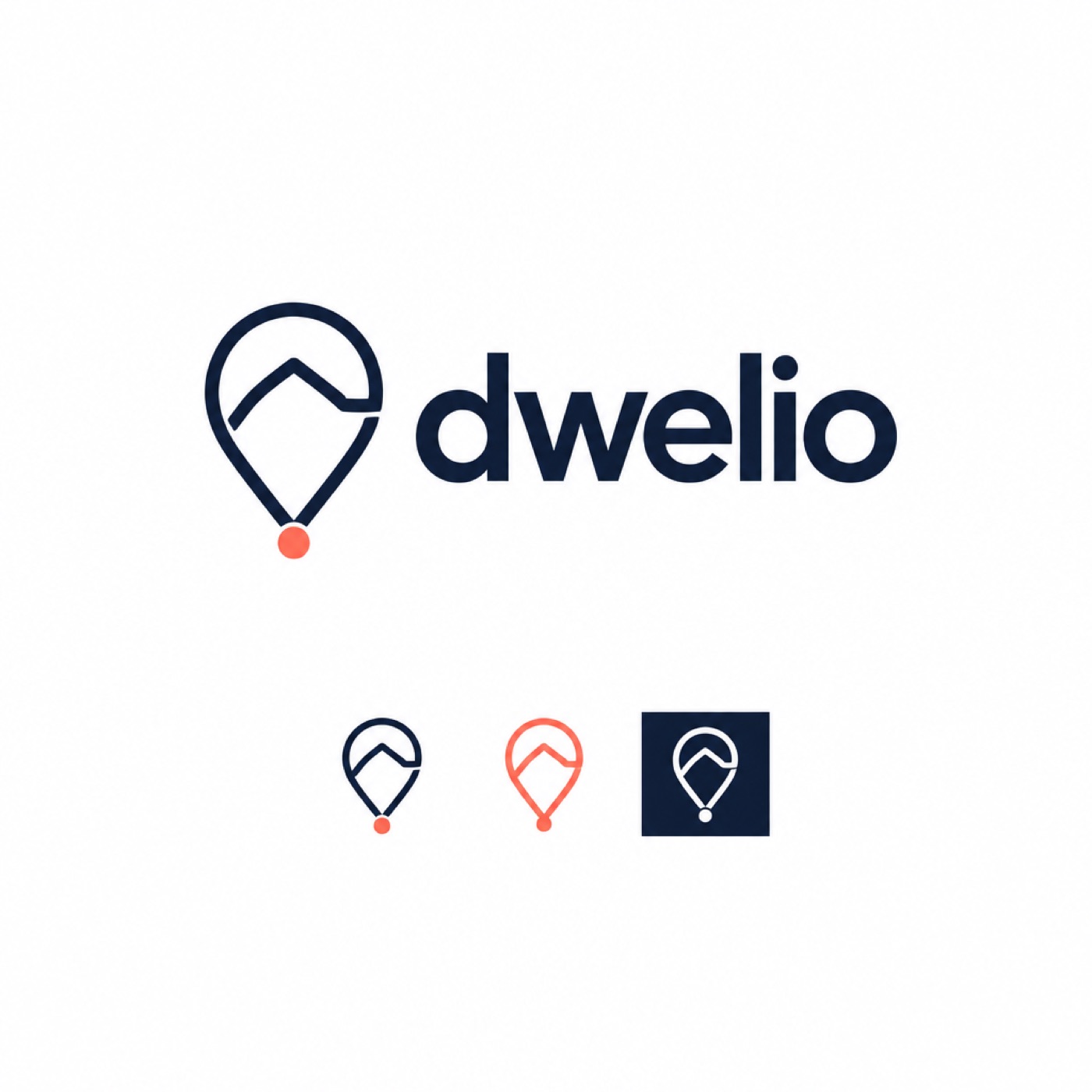 Home Pin, One Line logo lockup for Dwelio
